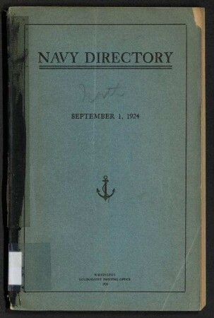 Navy Directory - Officers of the United States Navy and Marine Corps, September 1, 1924.