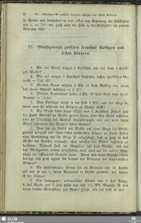 XI. Gleichgewicht zwischen tropfbar flüssigen und festen Körpern