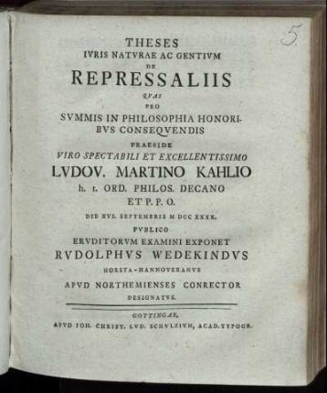 Theses Ivris Natvrae Ac Gentivm De Repressaliis