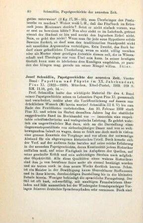40-42 [Rezension] Schmidlin, Joseph, Papsttum und Päpste im XX. Jahrhundert