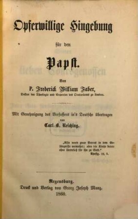 Opferwillige Hingebung für den Papst