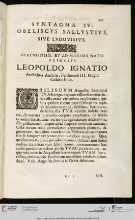 Syntagma IV: Obeliscvs Sallvstivs, sive Lvdovisivs