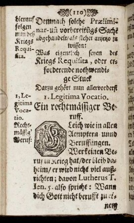 I. Requisitum. Legitima Vocatio. Ein rechtmässiger Beruff
