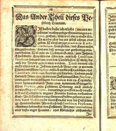 Das Ander Theil dieses Pestilentz Tractats.