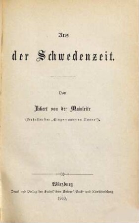 Aus Würzburgs alten Tagen : (Auf dem Umschlag: Aus Frankens alten Tagen.), 3