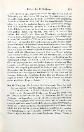 135-137 [Rezension] Haefner, Otto, Der heilige Wolfgang