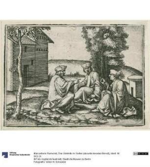 Drei Gelehrte im Garten (darunter Amedeo Berruti)