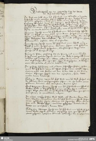 Verzeichnuß wie die Catholische Liga der Union zu Roß vnnd Fuß begegnen will. Feb 22. 1619.
