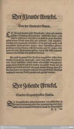 Der Zehende Artickel. Von der Gegenschreiber Ambte.