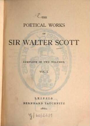 The poetical works of Sir Walter Scott : complete in two volumes, 1