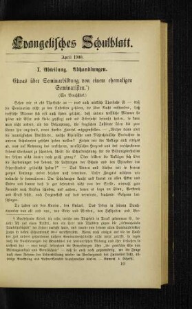 Etwas über Seminarbildung von einem ehemaligen Seminaristen : (ein Bruchstück)