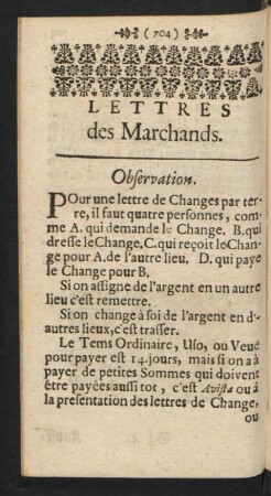 Lettres des Marchands.