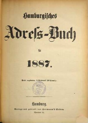 Hamburgisches Adressbuch. 1887