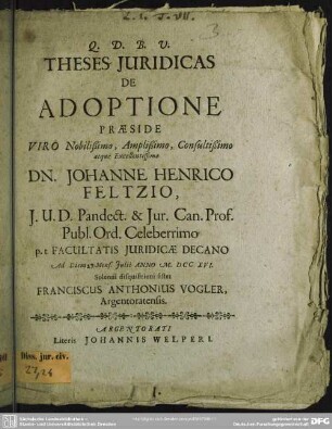 Theses Iuridicas De Adoptione