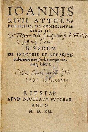 Ioannis Rivii Atthendoriensis De conscientia libri III