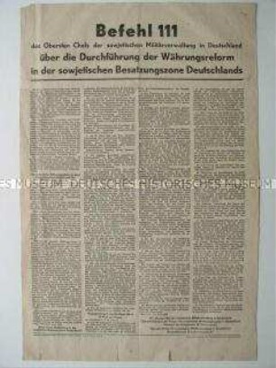 Sonderdruck zur Währungsreform in der Sowjetischen Besatzungszone