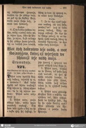 Wot tych dobrotow teje nady, a wot sbożnoszjow, kotreż cżi wjerjazy we schtancżi teje nady maju
