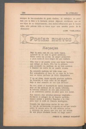 Mensajes : Poetas nuevos