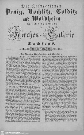 Die Parochie Kaufungen mit Rußdorf, Das Filial Rußdorf, Parochie Seifersbach (Beschluß) : 32. Lieferung
