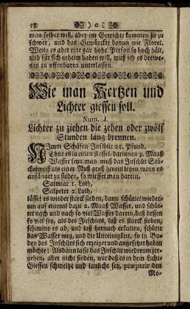 Wie man Kertzen und Lichter giessen soll.