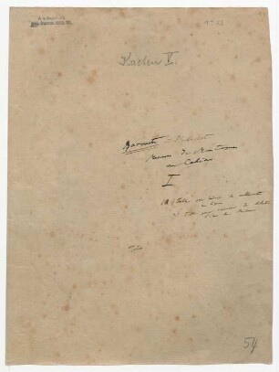 Umschlag mit Aufschrift von Humboldts Hand: "Barometre et Psychrometre. Mesures de Montagnes en Cahiers. I."