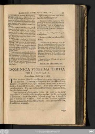 Dominica Vigesima Tertia Post Trinitatis. Evangelium, Matth. 22, 15. ad 23.