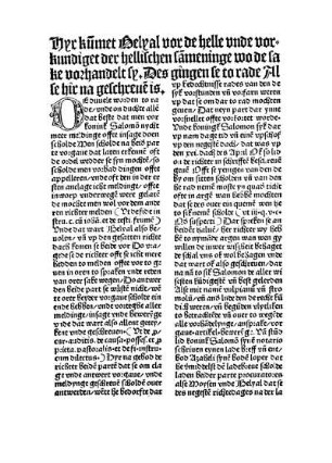 Hyr kūmet Belyal vor de helle vnde vorkundiget der hellischen sᾱmeninge wo de sake vorhandelt sy. [...]