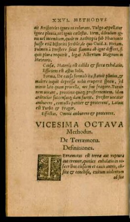 Vicesima Octava Methodus. De Terraemotu.