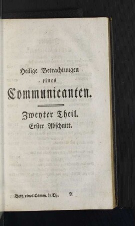 Zweyter Theil.