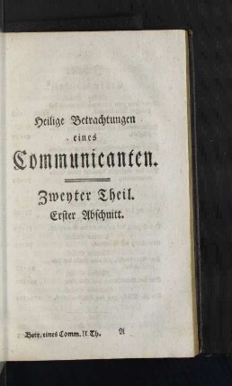 Zweyter Theil.