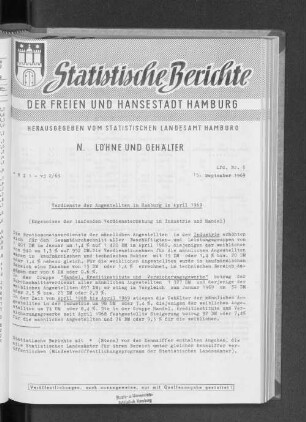 Verdienste der Angestellten in Hamburg im April 1969 : Lfd. Nr. 6