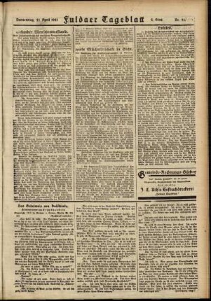 Zweite Ausgabe vom Donnerstag, den 21. April 1921.