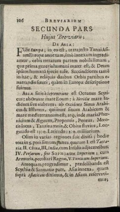 Secunda Pars Huius Breviarii. De Asia