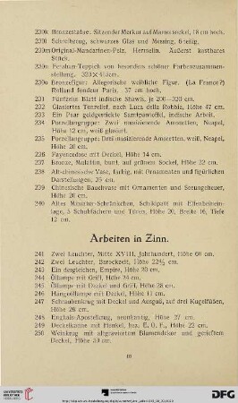 Arbeiten in Zinn (Nr. 241-268)