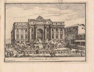 Fontana di Trevi (Der Trevi-Brunnen in Rom), Illustration in: Pietro Rossini: Il Mercurio errante delle grandezze di Roma, Rom 1750