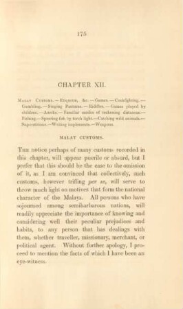 Chapter XII. Malay customs ...