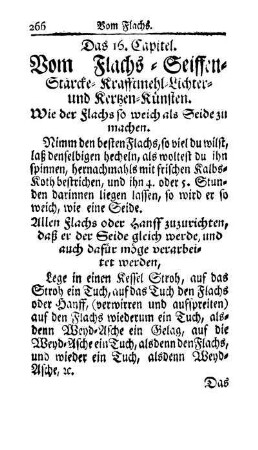 Das 16. Capitel. Vom Flachs- Seiffen- Stärcke- Krafftmehl- Lichter- und Kertzen-Künsten.