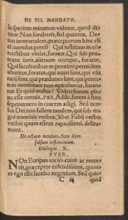 De octavo mandato ... Dialogus X.