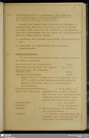 6.0 Reduktionsversuche in Abhängigkeit von Temperatur und Zusammensetzung der Salzschmelze