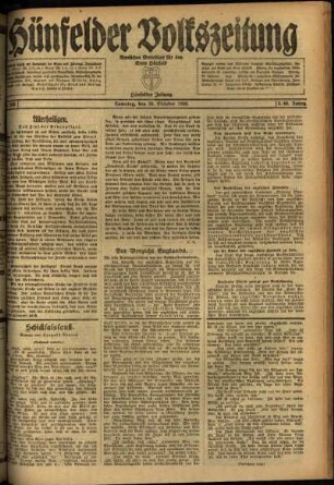 Ausgabe vom Samstag, den 30. Oktober 1920.