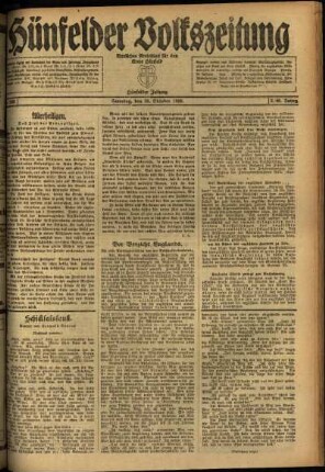 Ausgabe vom Samstag, den 30. Oktober 1920.