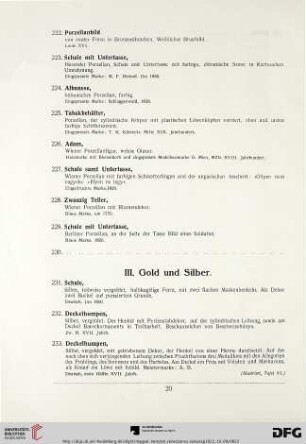 III. Gold und Silber (Nr. 231-329)