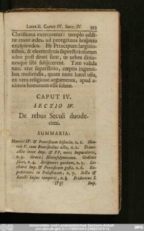 Sectio IV. De rebus Seculi duodecimi.