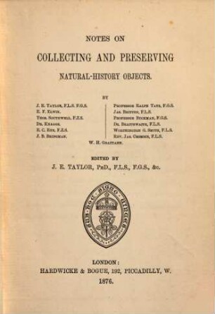 Notes on collecting and preserving natural-history objects