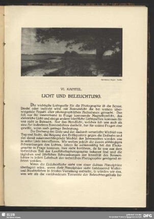 VI. Kapitel, Licht und Beleuchtung