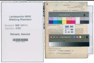 Entnazifizierung Heinrich Reinartz , geb. 23.05.1889 (Postbetriebswart)