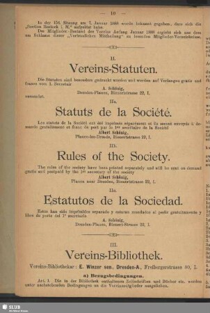 II. Vereins-Statuten