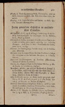 Fertig gewordene Schriften in ausländischen Sprachen.