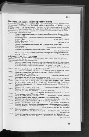 Wahlbereich Friedenserziehung/Peacebuilding