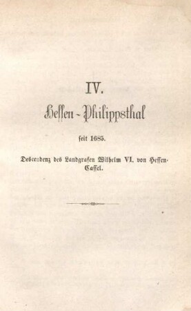 IV. Hessen-Philippsthal seit 1685.